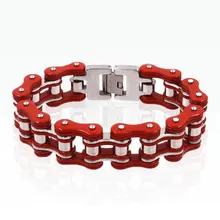 Новинка, панк красный браслет, мотоциклетные мужские браслеты из нержавеющей стали, мужские браслеты для велосипеда, 16 мм, wideth Braclet, ювелирные изделия, подарок для мужчины