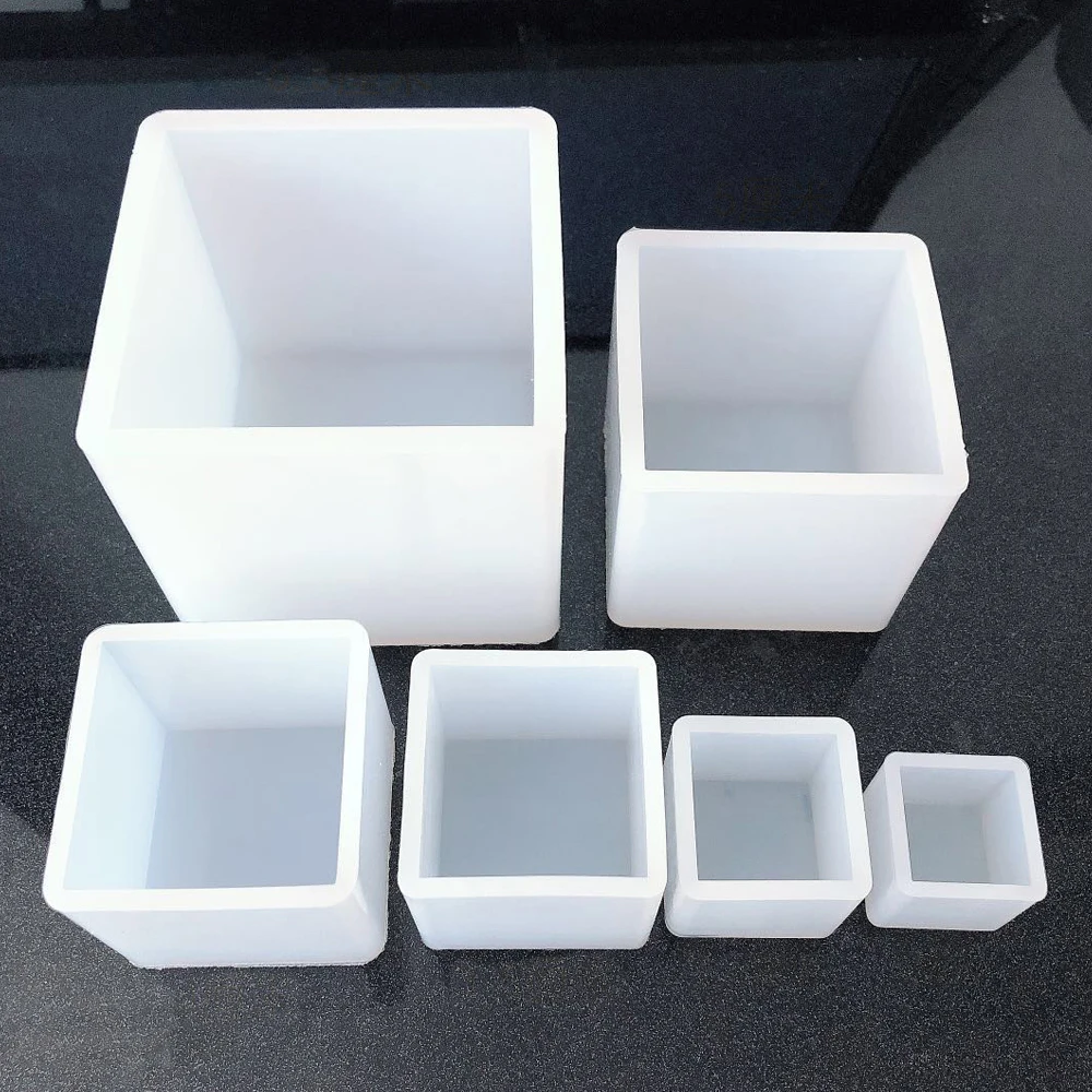 5Pcs Square Cube Silicone Mould Epoxy Resin Molds DIY Pendants Making Craft  B620