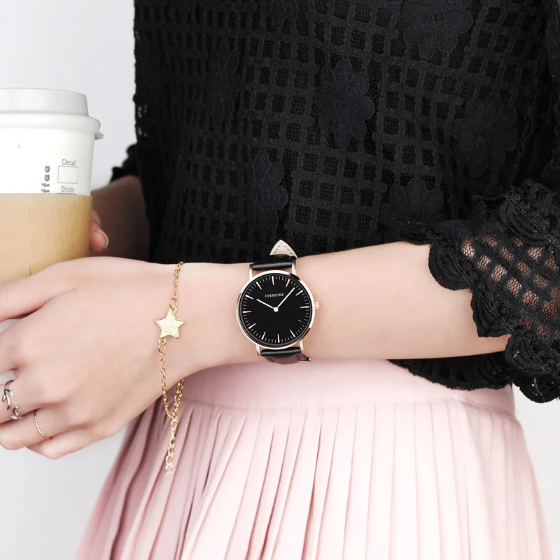 

Watches 2019 Women's Simple Leather Watch Strap Fashion Waterproof Students Quartz Watch Ultra-Thin WOMEN'S Watch