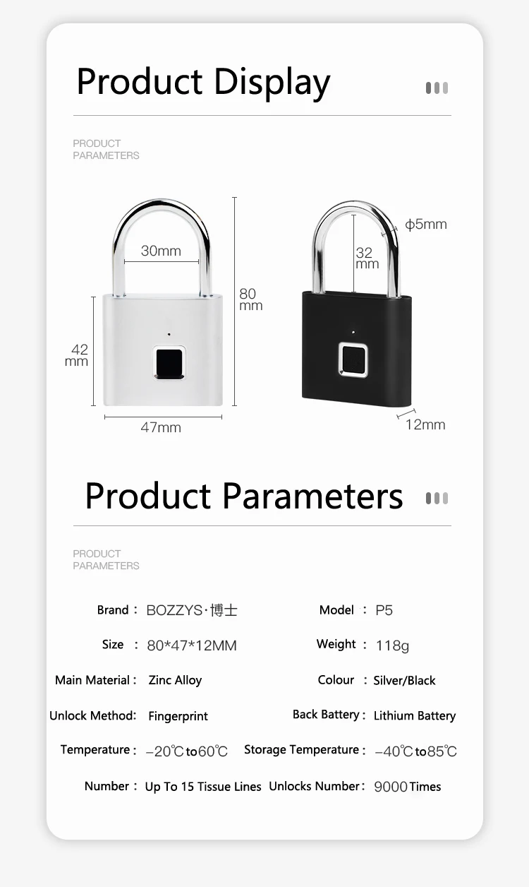 Xiaomi умный электронный замок с отпечатком пальца USB Перезаряжаемый дверной замок без ключа цинковый сплав металлический багажный отсек замок