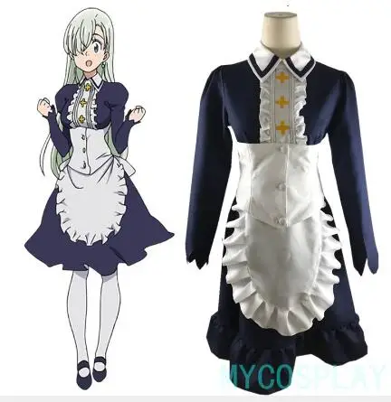 The Seven Deadly Sins Elizabeth Liones Cosplay Costume Lolita Uniform Maid Cafe Dress Women Japan Anime |