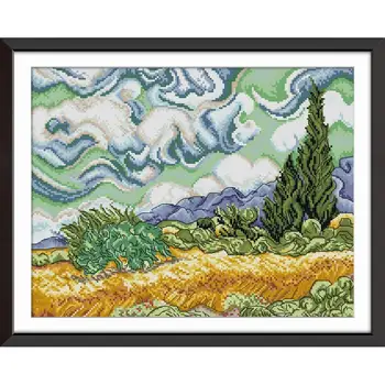 

Joy Sunday New Cross Stitch Kit Under The Sky Needlework DMC 11/14 CT DIY Simple Handmade Embroidery Kit Wall Painting & Gift