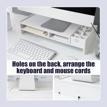Besegad PC 컴퓨터 모니터 스탠드 라이저 노트북 홀더, 나무 책상 정리 선반, 가정 학교 사무실 데스크탑용 쉬운 조립