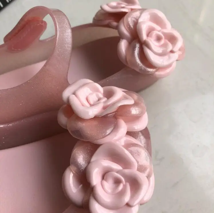 Горячая Распродажа, летние сандалии, мини Melissa Ultragirl, прозрачные сандалии с цветочным узором для девочек, детские сандалии, Пляжная детская обувь