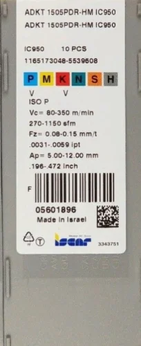 ISCAR 10 шт. твердосплавные вставки ADKT 1505PDR-HM IC950
