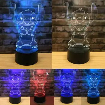 

3D Cartoon Stitch Night Light 7 Color Change LED Desk Lamp Touch Room Gift