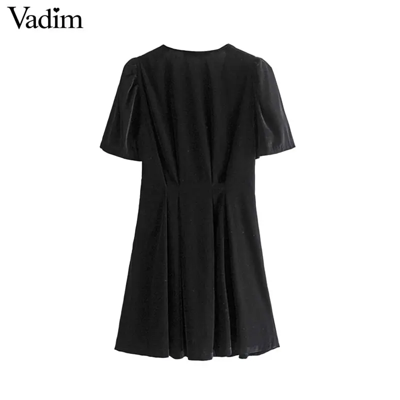 Женское элегантное платье vadim бархатное мини-платье с v-образным вырезом и коротким рукавом, облегающее платье с боковой молнией, женские повседневные стильные платья, vestidos QC758