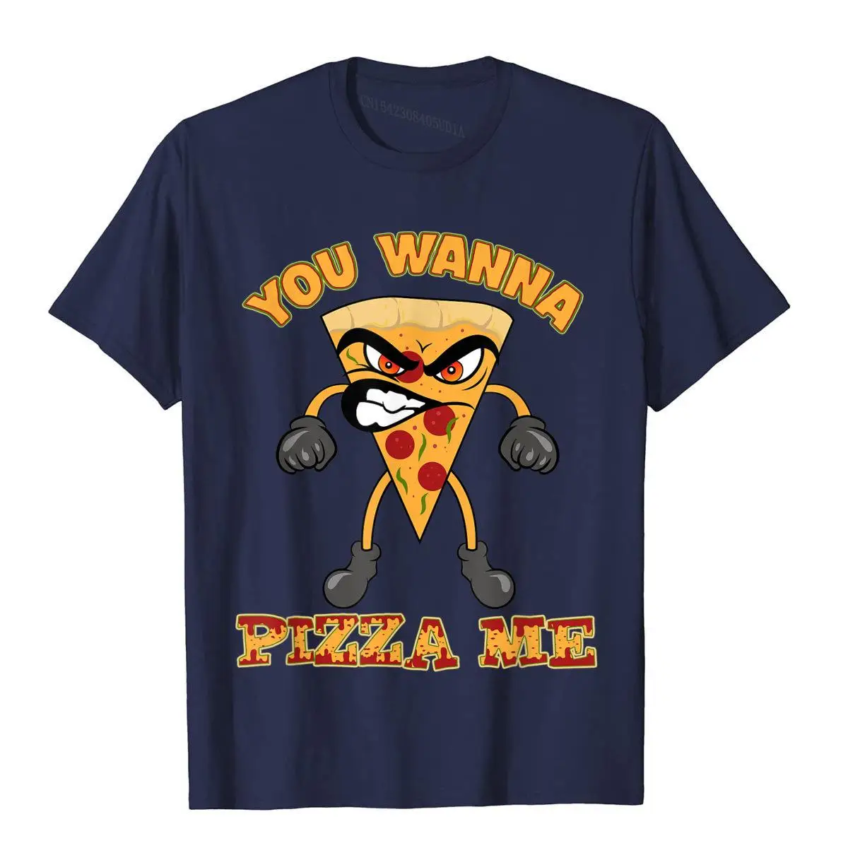You Wanna Pizza Me T-Shirt Funny Talking Pizza Slice T-Shirt__B12810navy