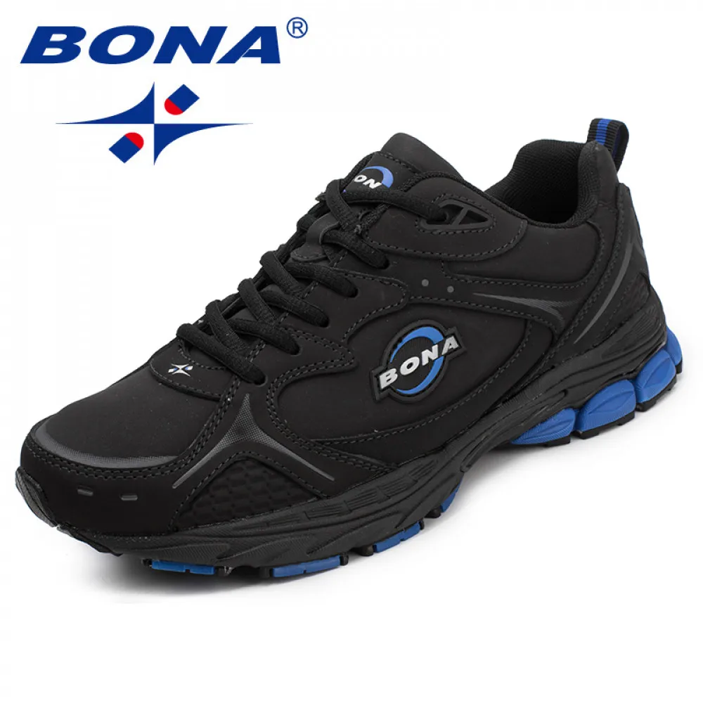 BONA New Classics Style Men Running Shoes Lace Up Men Sport Shoes Leather Men Outdoor Jogging Sneakers Comfortable free shipping 1