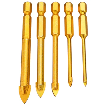 

5Pcs Hex Porcelain Shank Glass Drill Bits Alloy Carbide Point Hole Saw Hex Spear Head Drill Bit 3/4/6/8/10mm