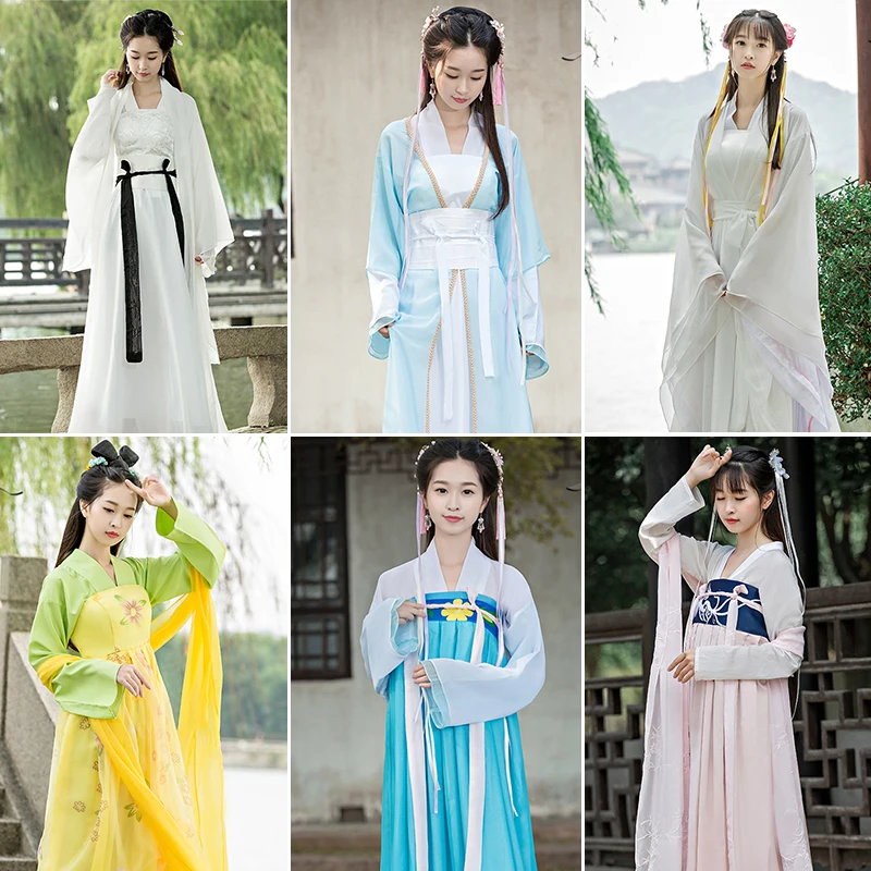 

Ancient Asian women Hanfu Costume ruskirt fairy pink fresh elegant Chinese Japanese style big wide sleeve original Stage Clothes