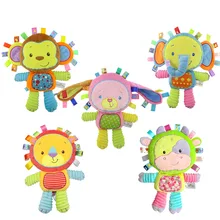 

5 Styles Baby Toys Rattles Pacify Doll Plush Baby Rattles Toys Animal Hand Bells Newbron Animal elephant/monkey/lion/rabbit