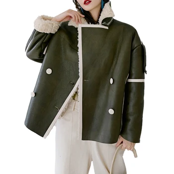 

Winter Women Imitation Leather Coat Plus Velvet Warm Coat New Korean Fashion Temperament High Quality Thickening Jacket L018
