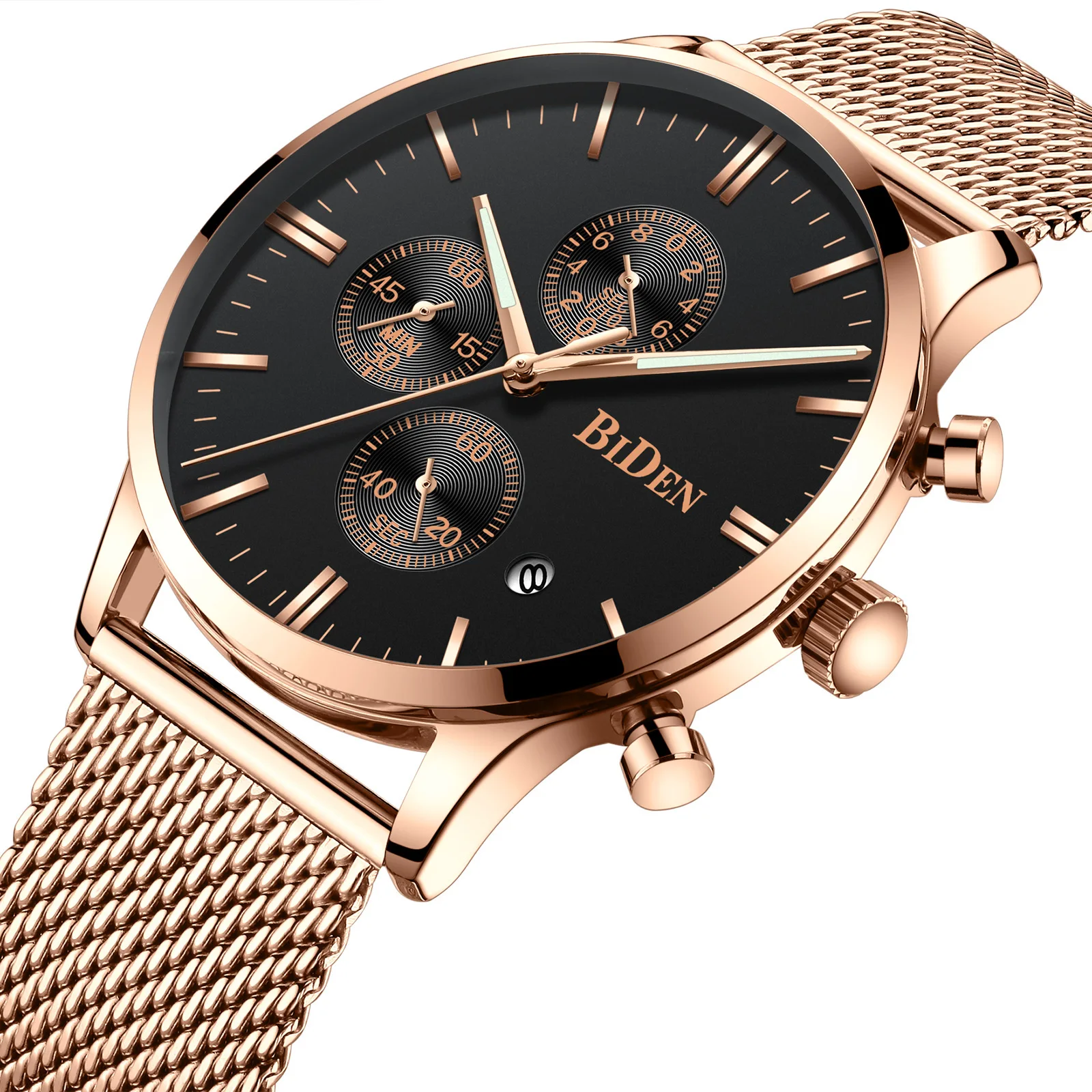 

Six-pin Multi-functional Men Mesh Belt Quartz Watch Calendar Waterproof Simplicity MEN'S Watch Support