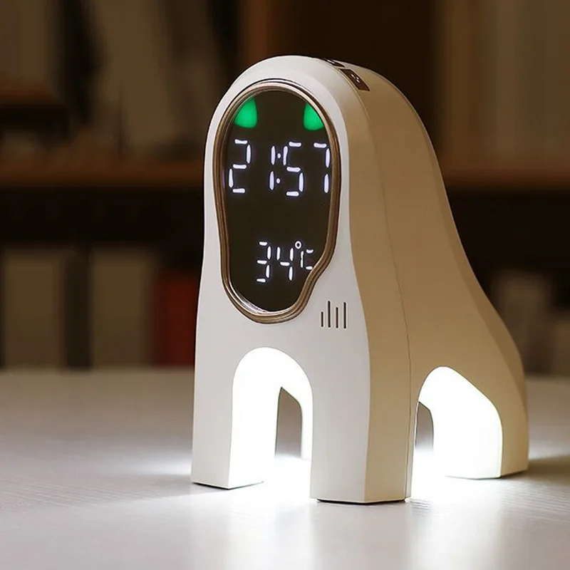 

1pcs Creative music alarm clock simple dog shape bedside smart alarm clock mute mute USB charging clock Wake Up Light
