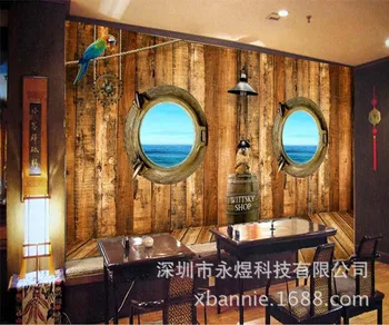

Milk Tea Shop Wallpaper 3D Retro Nostalgic Brick Wall Wood Grain One Piece Large Mural Coffee Shop Background Wallpaper