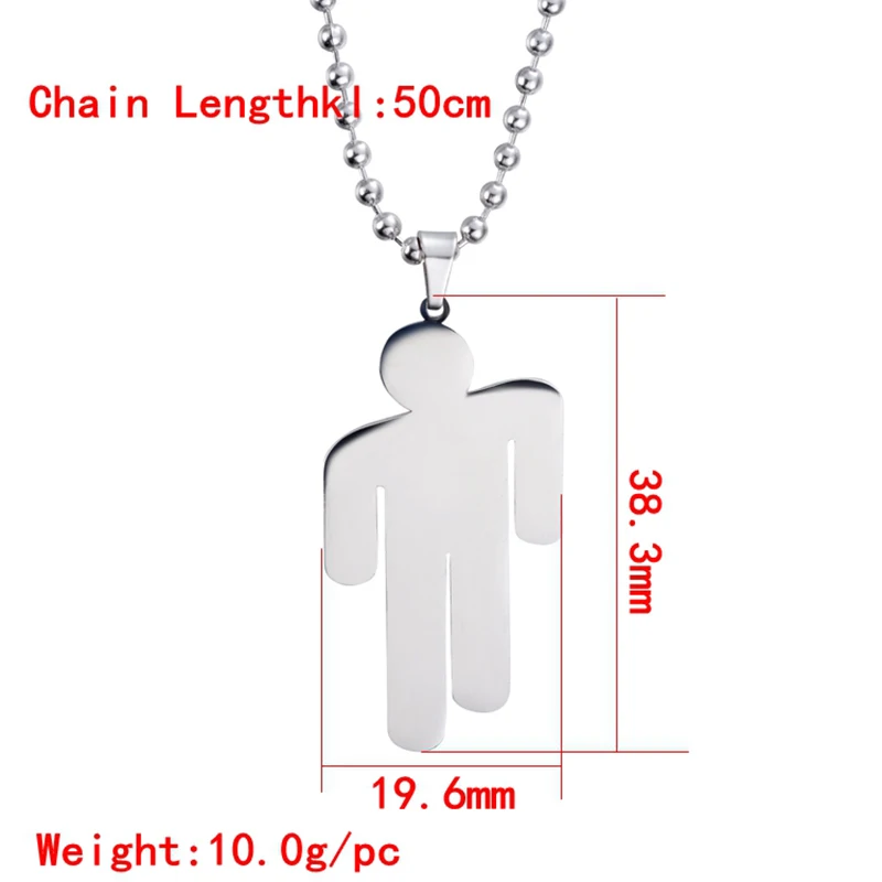 Billie Eilish Pendant Necklace Round Strand Chain Stainless Steel Necklace Fans Gifts Collares Mujer Z3LA0005