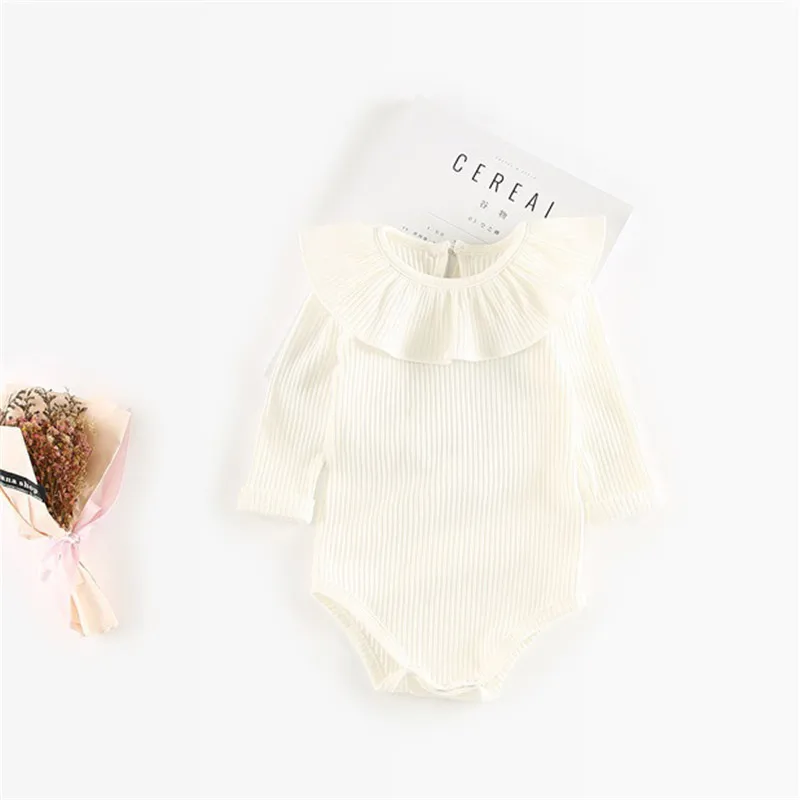 Модный комбинезон для новорожденных; хлопковый комбинезон для маленьких девочек; зимняя одежда с длинными рукавами для маленьких девочек; одежда для детей 0-24 месяцев - Цвет: white