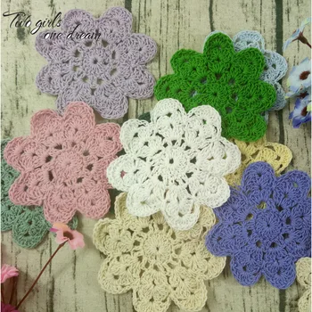 

30pcs 10CM Hand Crocheted cup mats Doily Placemat Floral Coasters Home Coffee Shop Dining Table Decorative Gadgets Wedding Props