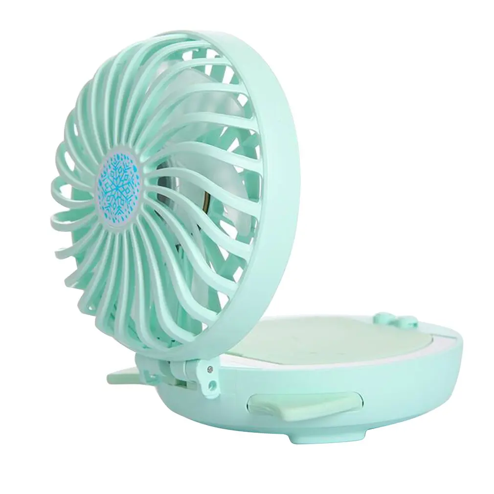

Hand Make-up Mirror Fan Work 100mins Mini Portable Handheld Fan Operated USB Battery Charge Air Cooler For Outdoor Girl