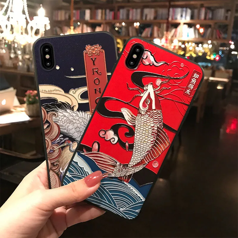 Милый мультяшный 3D чехол для телефона с тиснением iPhone X XS XR 11 Pro Max мягкая задняя