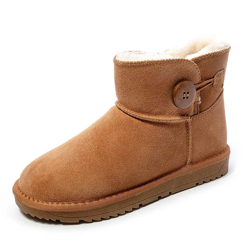 

2019 Winter New Style plus Velvet Warm Snow Boots Women's Hight-top Genuine Leather Casual Cotton-padded Shoes Foot Covering Wom