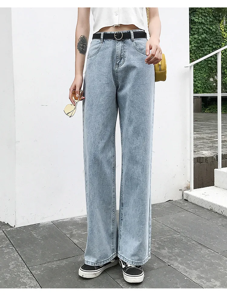 Женские джинсы, Осенние, отбеленные, повседневные, Boyfriend Curl, деним, широкие брюки, большие размеры, высокая талия, джинсы для женщин, пуш-ап, женские джинсы