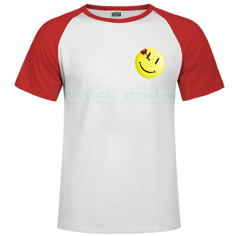 Raglan red 196 Летняя мужская футболка со смайликом, футболка с графическим рисунком, короткий рукав, белая Мандалорская Мужская забавная уличная футболка - Цвет: Raglan red 196