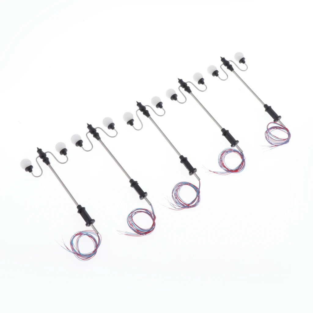 Pack of 5 Model Railway Train Lamps Led Lampposts, Miniatures Garden Street Lgihts, HO Scale, 7cm, 3V