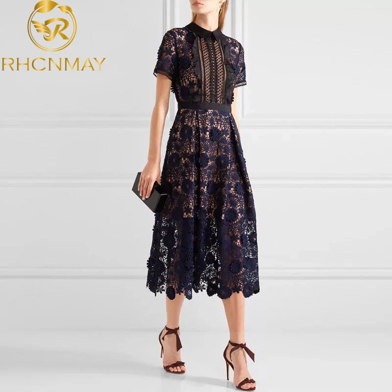 self portrait crochet midi dress