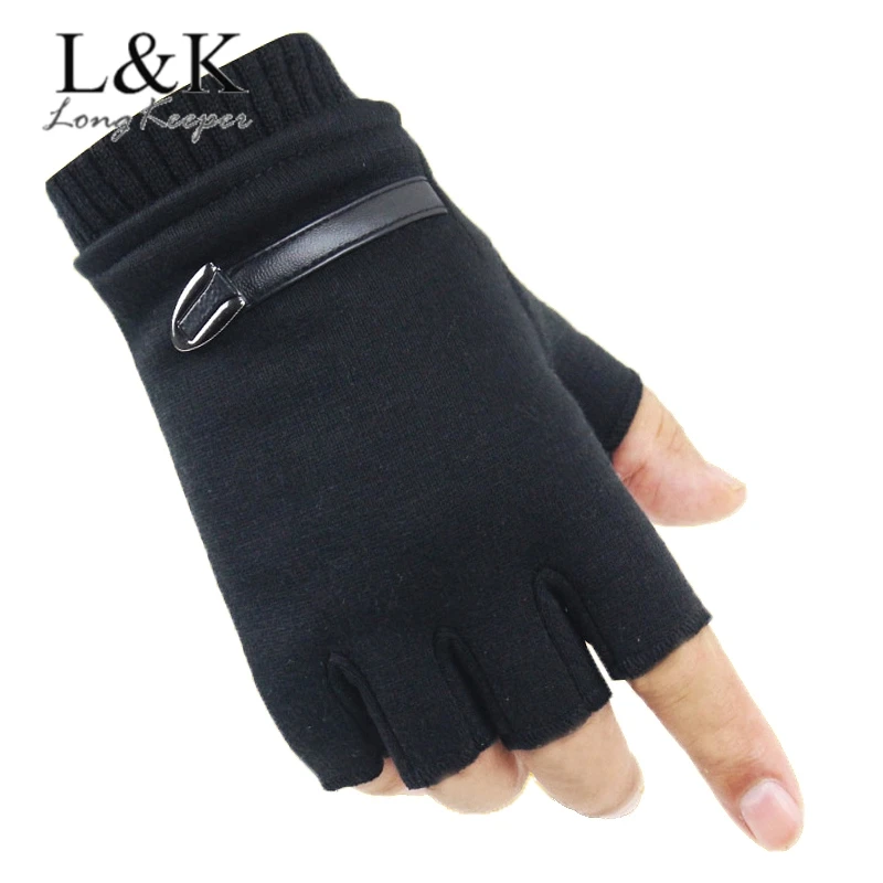 

Unisex Winter Suede Gloves Women Men Fleece Warm Half Finger Gloves Fingerless Mittens For Outdoor Sport Bicycle Driving Gloves