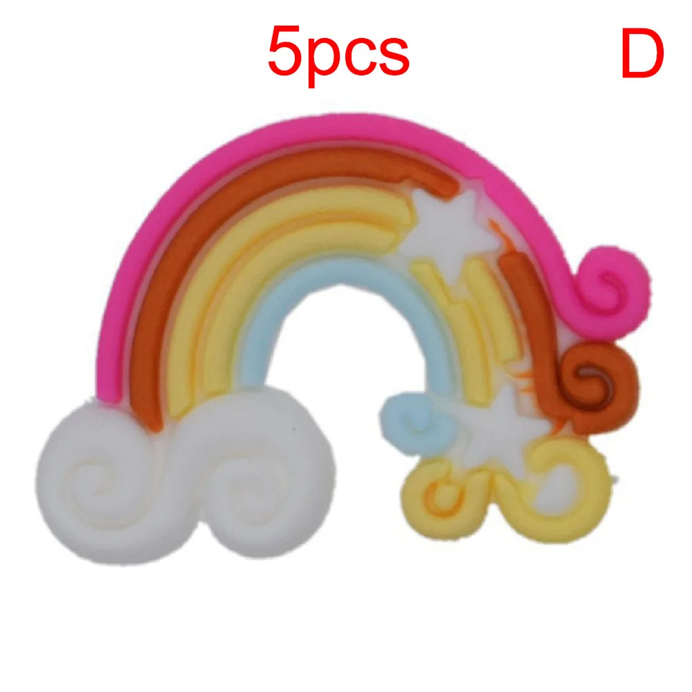 5pc Sweet Baby Shoe Charms Cartoon Heart Rainbow Letter PVC Shoe Accessories Decoration Kids Favor Kawaii Party X-mas Gifts