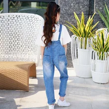 Весенняя одежда для девочек штаны на подтяжках г. стиль, корейский стиль, весна-лето, модные джинсы в западном стиле подтяжки для больших детей