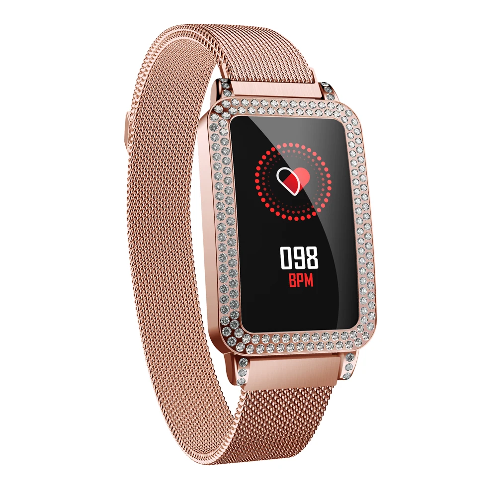 Lady Smartwatch Gift Bracelet Women with Diamend Bluetooth Sports Android iOs Best Christmas Present Gold Purple Silver