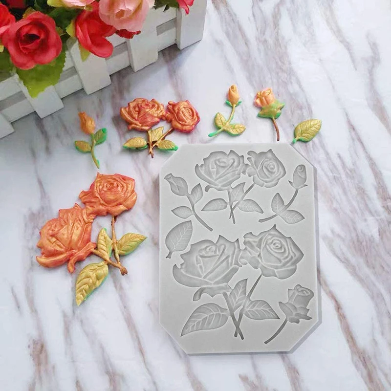 Rose Flower Stems Birds Silicone Fondant Mold Baking Chocolate Cake Decorating Tool Temperature Resistance | Дом и сад