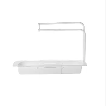 

Kitchen Storage Holder with Drain Base Hanging Adjustable Sink Organizer Bowls Dishwashing Brush Storage Rack Sink-Universal