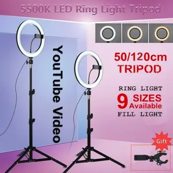 

W/Tripod Portable Universal LED Ring Light Video Light Lamp Ring Fill Light Three-Speed Stand Photography Lighting Beauty
