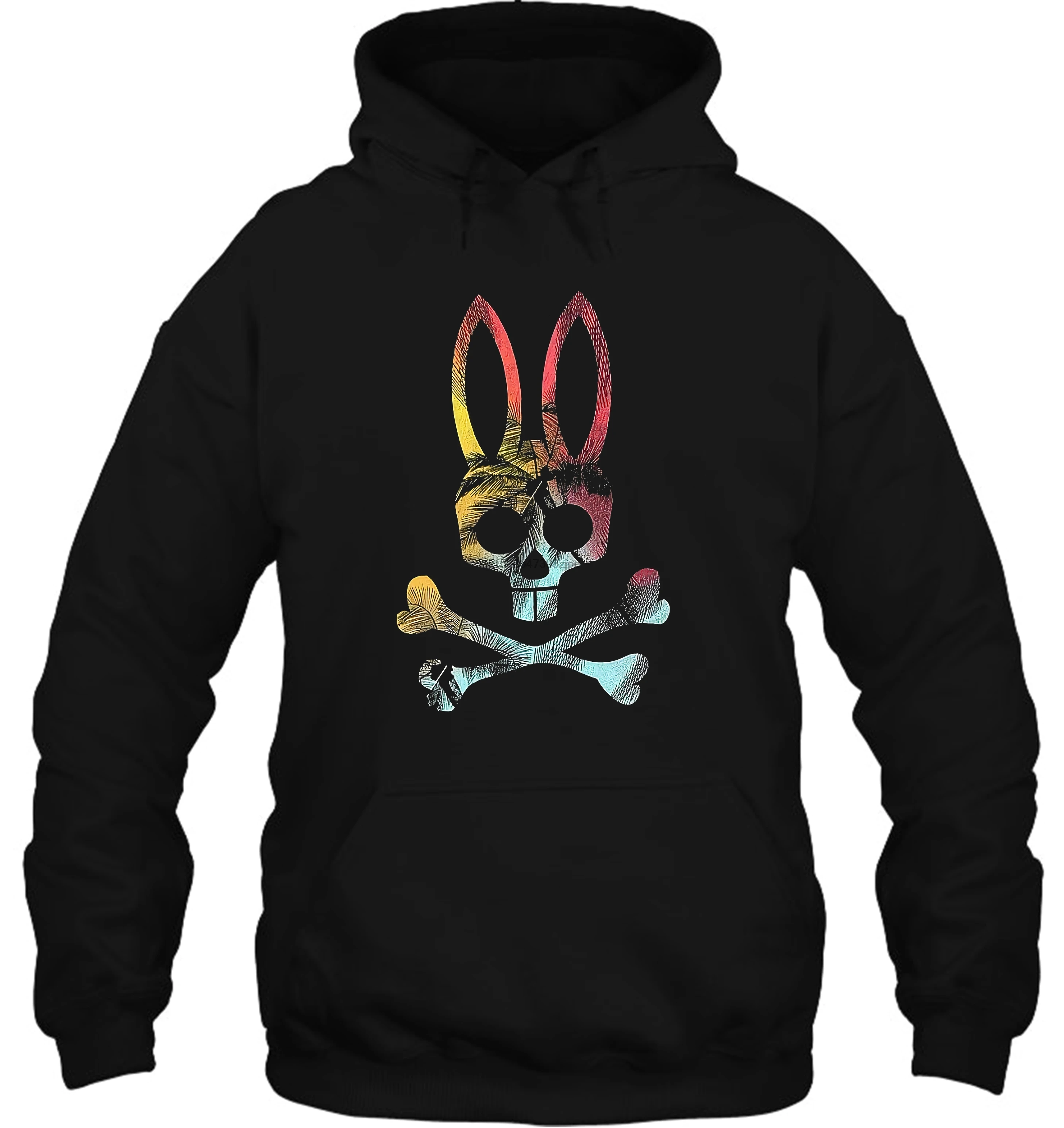 Мужская толстовка Psycho Bunny с тропическим фото принтом Графический Мужской Топ черный Женский Уличная одежда