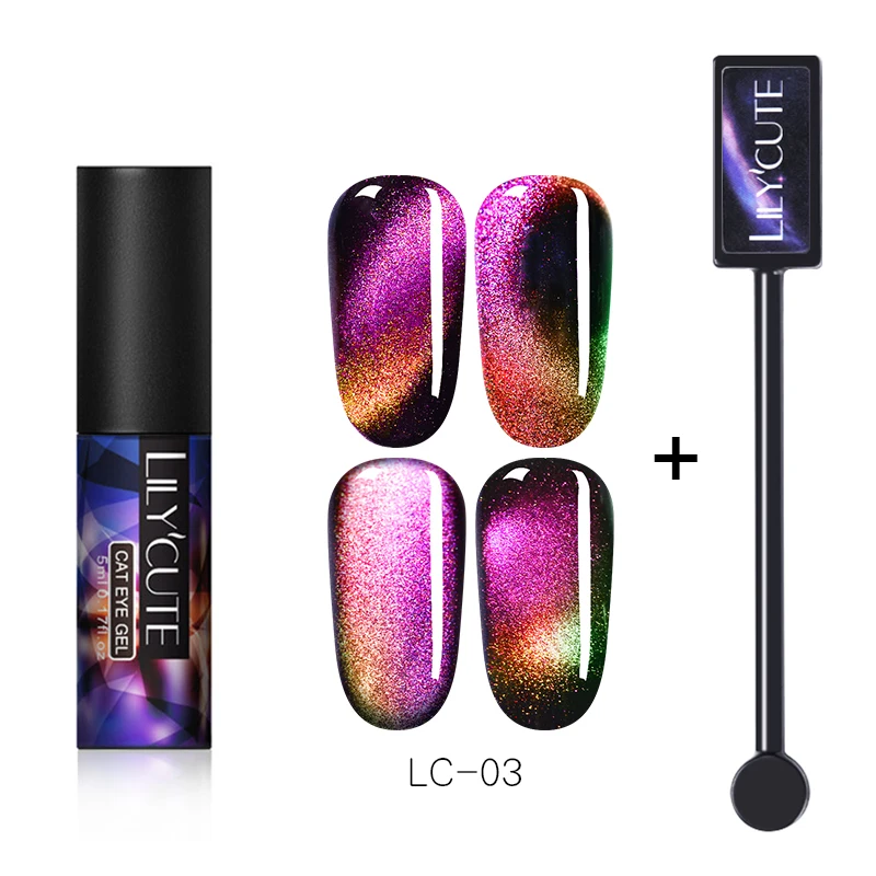 LILYCUTE, 9D, Auroras, хамелеон для использования с магнитом, Гель-лак для ногтей, долговечный лак, 5 мл, кошачий глаз, гель для ногтей, замачиваемый, УФ светодиодный, Гель-лак - Цвет: 2PCS new3