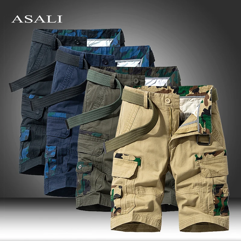 Militares para Hombre Pantalones cortos de carga 2021 nuevo ejército camuflaje táctico pantalones cortos de algodón de los hombres suelto trabajo pantalón corto Casual pantalones de talla grande