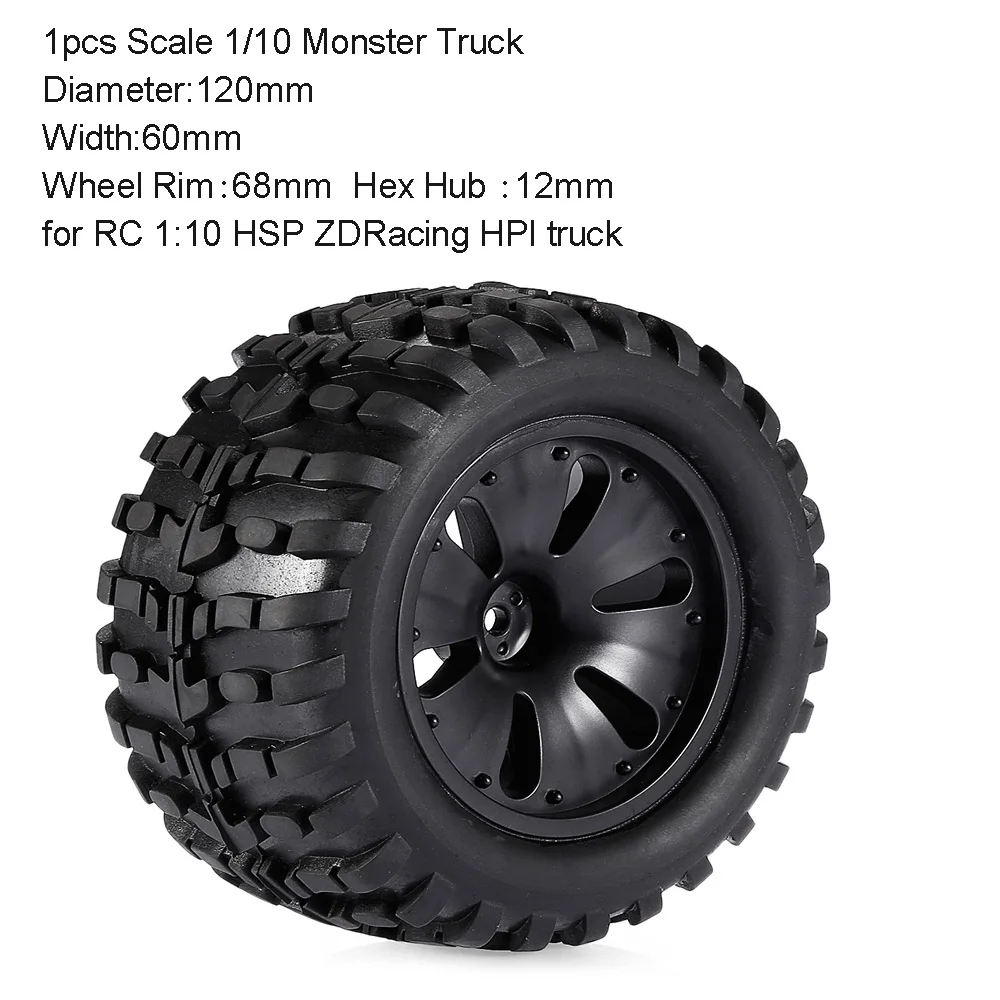 

1PCS 6638 120mm 1/10 Monster Truck Wheels and tires for RC 1:10 HSP ZDRacing HPI Big-foot truck