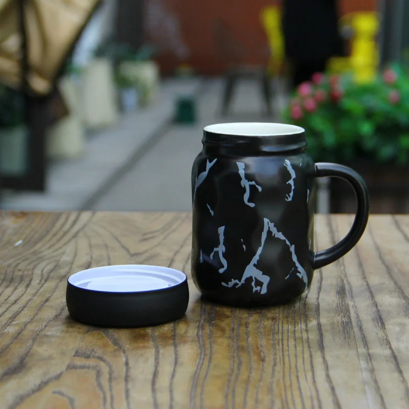 Простая керамическая кружка с крышкой, овсяная чашка, чашка для кофе, молока, завтрака, милые фарфоровые чайные кружки, чашки для воды