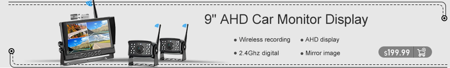 10.1 inch AHD 4ch Recorder DVR Car Monitor Vehicle Truck Night Vision Rear View Camera Security Surveillance Split Screen Quad