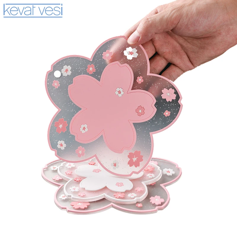 

Sakura Coaster Insulation Mat Cute Non-Slip Mat Household Tea Cup Mat Anti-Scald Table Mat Dining Table Mats Drink Cup Coasters