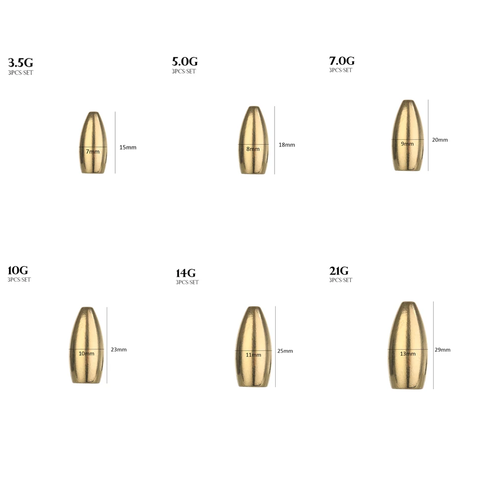 3 шт. пуля Форма свинцовая Осень 3,5/5/7/10/14/21 г латунь Медь линейные грузила крюк разъем листать/Червь весов рыболовные принадлежности