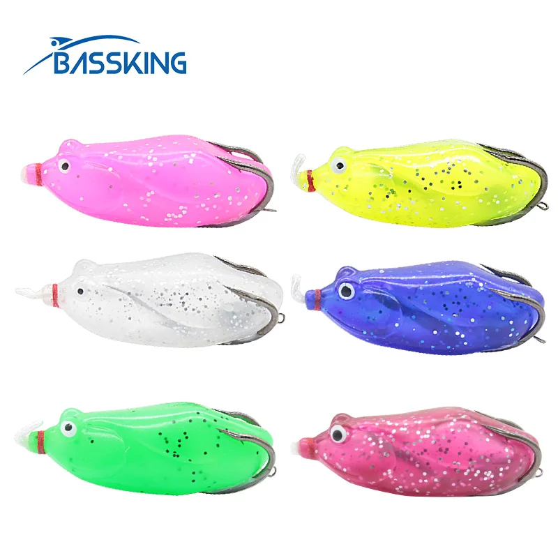 

BASSKING-Soft Plastic Fishing Lure, Artificial Bait, Wobbler, Bass, Snakehead, Topwater, 60mm, 14g Soft Frog Bait Pesca Tackle