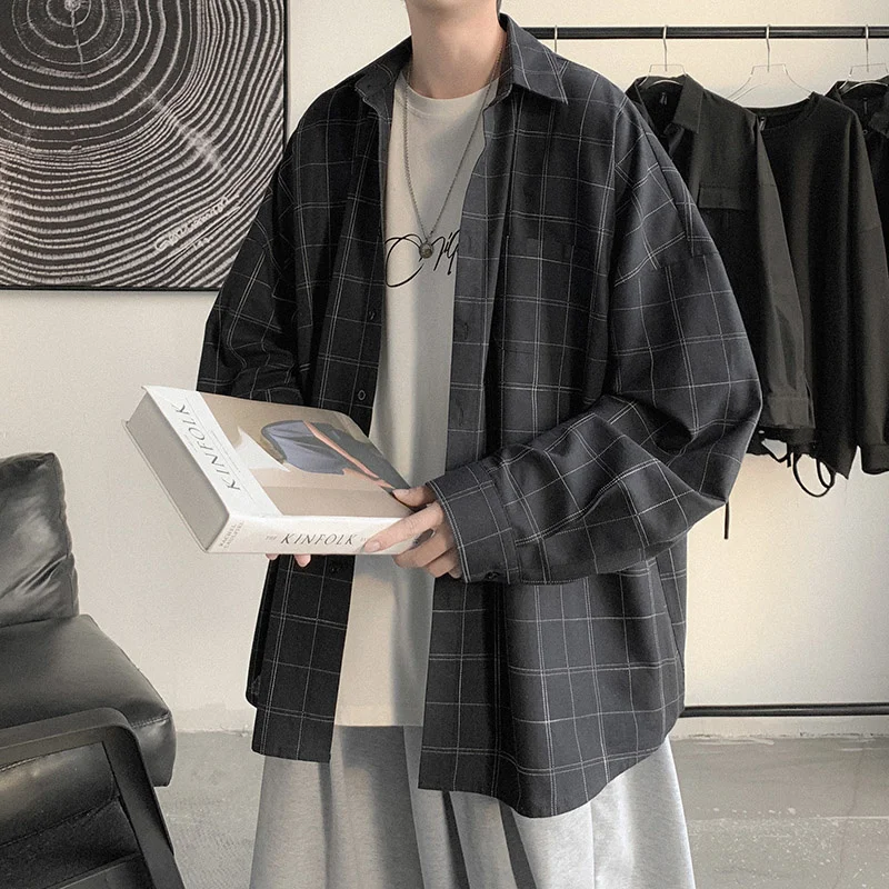 Plaid Shirt Men's Fashion Casual Versatile Shirt Korean Fashion Coat