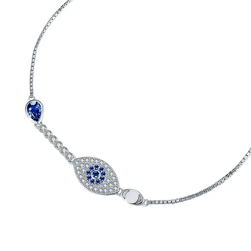 Silvology 925 серебро синий циркон сглаза браслеты высокого качества в средиземноморском стиле женские браслеты ювелирные изделия для глаз