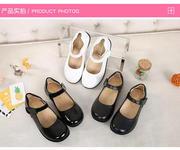 ULKNN Girls Shoes Black and White Children Show Out Spring and Autumn Flats Princess Dress Shoes Kids School Single Shoes comfortable sandals child