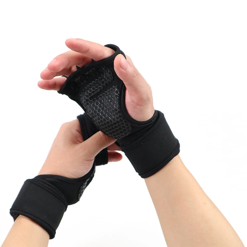 New 1 Pair Weight Lifting Training Gloves Women Men Fitness Sports Body Building Gymnastics Grips Gym Hand Palm Protector Gloves